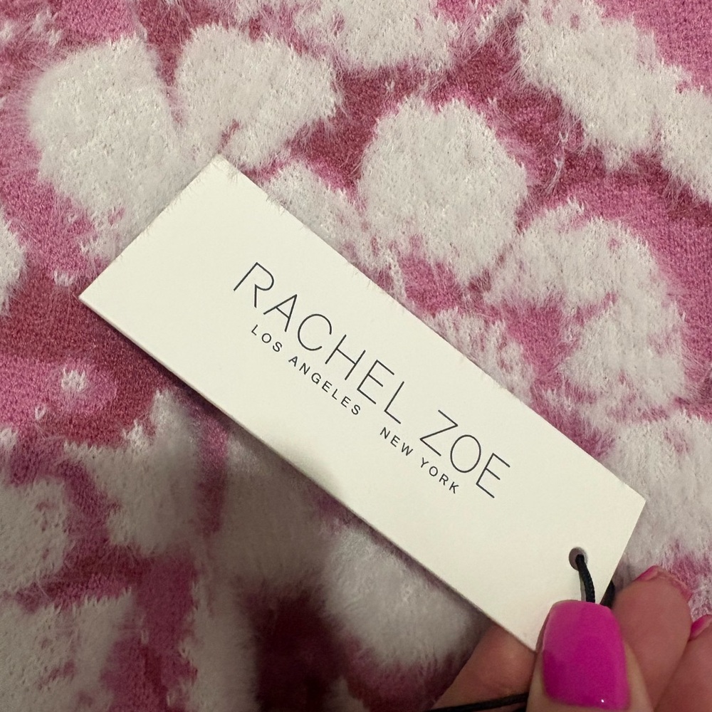 NWT Rachel Zoe Pink Floral Short-Sleeve Crewneck Sweater Size Large - Picture 6 of 6
